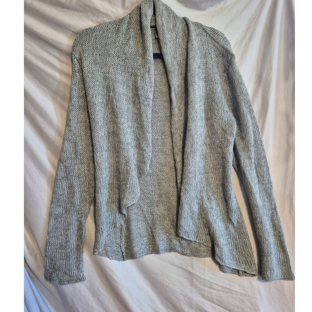 Wooden Ships Paola Buendia Gray Open Front Knit Cardigan Sweater S/M